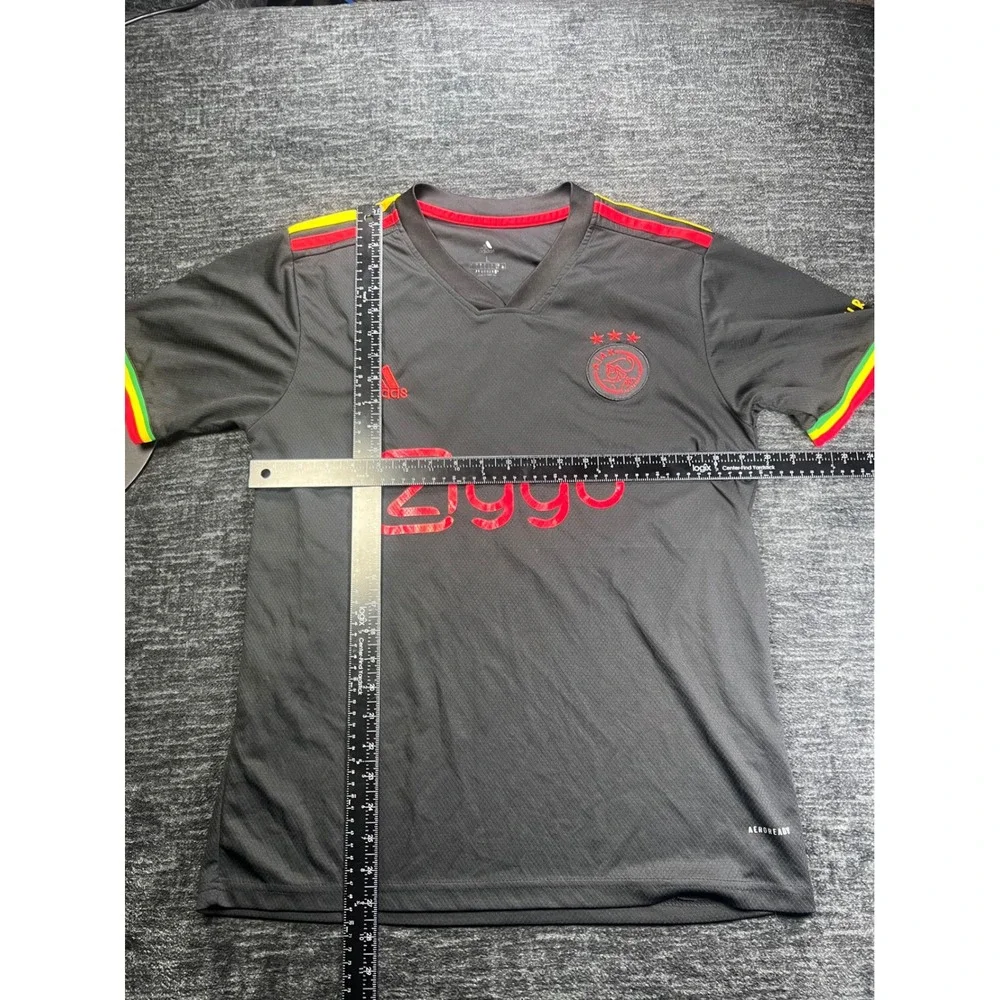 Adidas Ajax Amsterdam Jersey Men L Black Bob Marley Three Little Birds Marvel 36